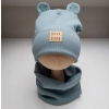 Komplet czapka typu beanie i komin smoky blue